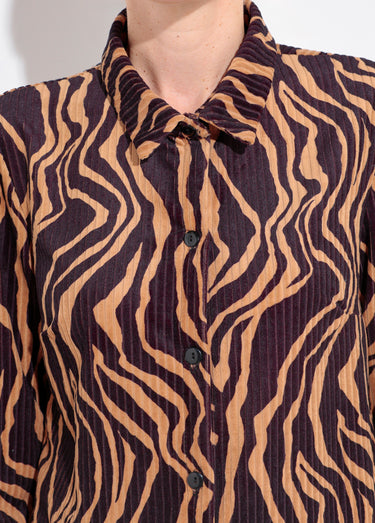 Surchemise velours côtelé motif zébré Noir/Beige