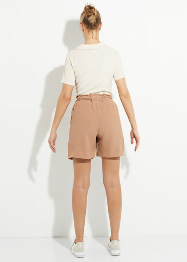 Tunique gaufrée col V fantaisie Beige