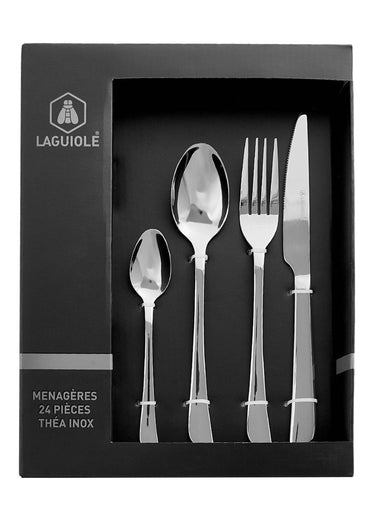 Ménagère 24 pièces inox brillant, Théa Gris