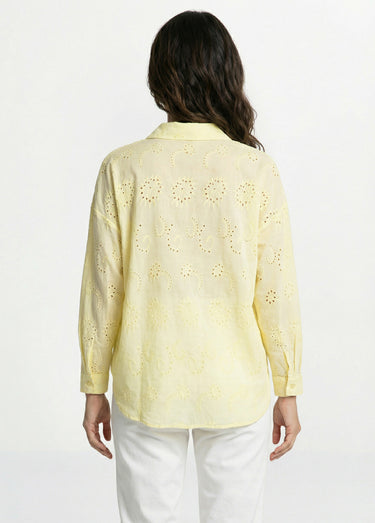 Chemisier coton avec broderie anglaise Jaune