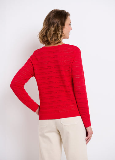 Pull doux col rond manches longues Rouge