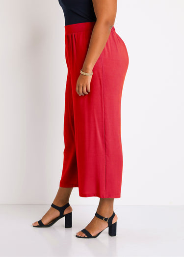 Pantalon large taille élastiquée fleuri ou uni Tomette