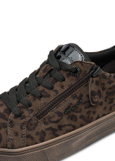 Baskets semelle épaisse avec zip et lacets Leopard