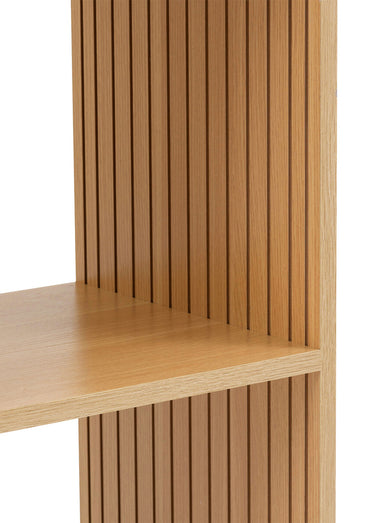 Module 6 cases avec décor bois rainuré Marron