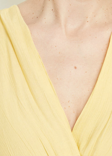 Robe longue encolure V + dos nu et liens Jaune