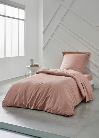 Drap plat coton uni Rose des sables