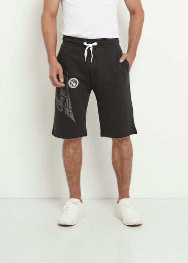 Short long en molleton avec lien à nouer Noir