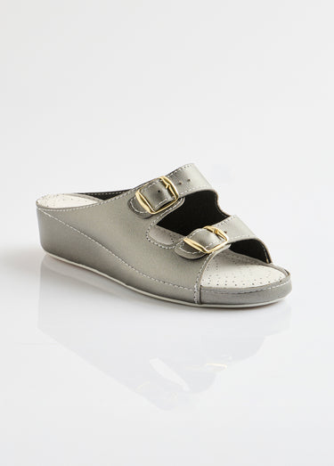Mules confort grande largeur à boucles Bronze