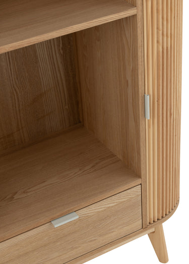 Etagère haute pin, avec portes arrondies Naturel