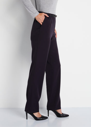 Pantalon infroissable taille semi élastiquée Prune