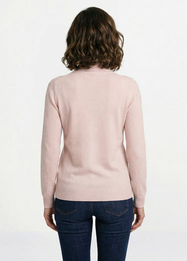 Pull doux col roulé manches longues Rose