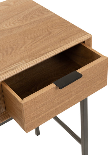 Console 3 tiroirs, bois clair et métal Naturel