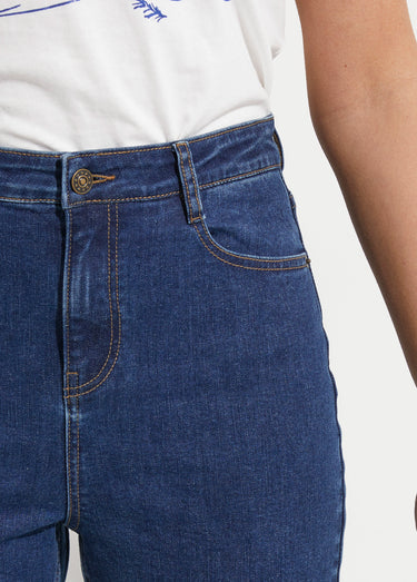 Jean droit taille haute 7/8 stretch Stone