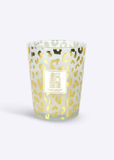 Bougie parfumée en verre motif léopard Blanc