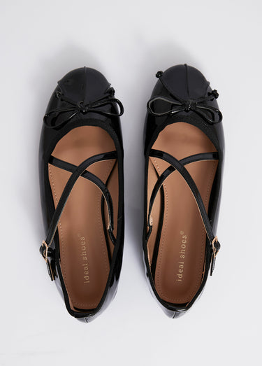 Ballerines vernies avec brides croisées Vernis Noir