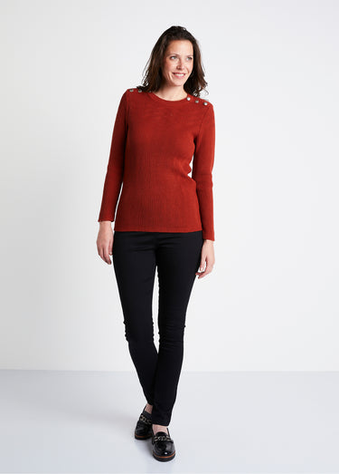 Pull ajouré maille côtelée col rond Epice