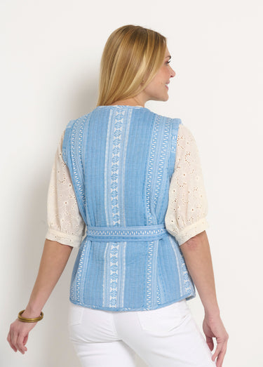 Veste matelassée sans manches détails strass Bleu