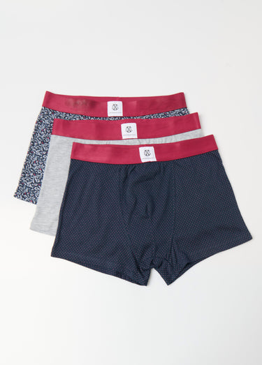 Lot de 3 Boxers ceinture contrastante Bordeaux - Lot de 3