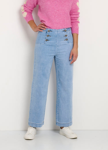 Pantalon à pont en jean coupe flare Bleached
