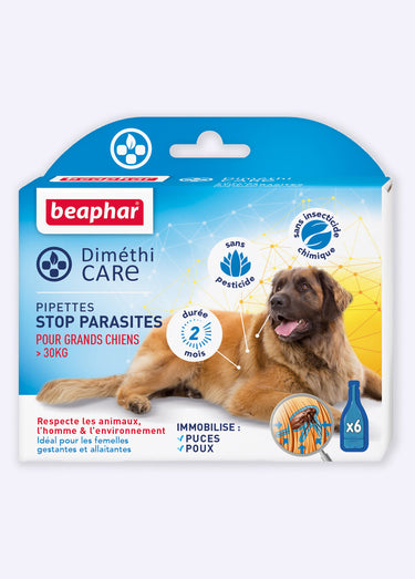 Pipettes anti parasites x6, chien >30kg Bleu