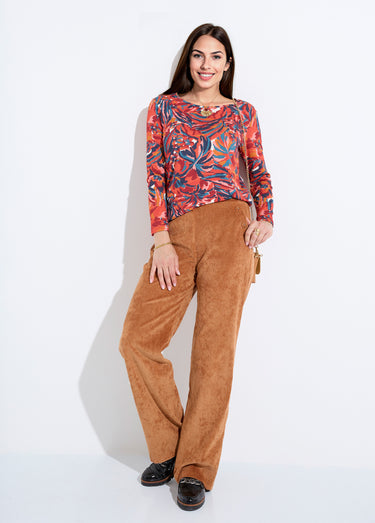 T-shirt col rond manches longues floral Imprime Tomette