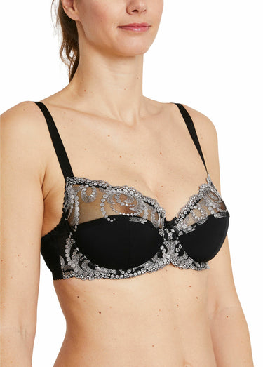 Soutien-gorge avec armatures tulle brodé Noir