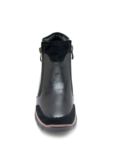 Boots compensées cuir lisse et suédé Noir
