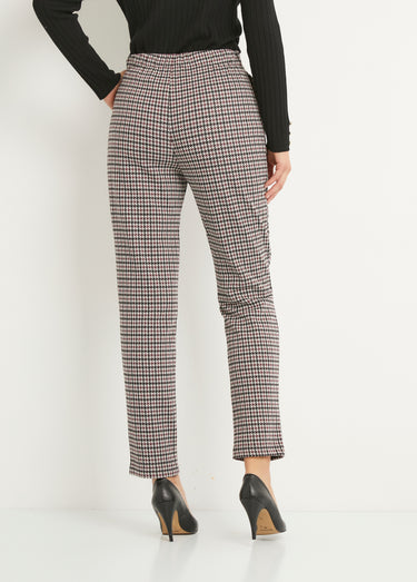 Pantalon droit taille élastiquée maille stretch Bordeaux/Noir