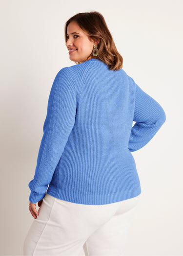 Pull maille brillante col rond Bleu