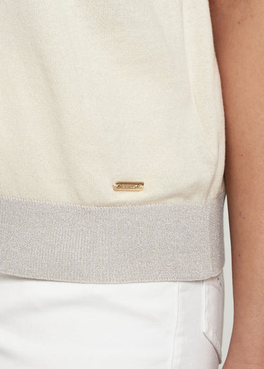 Polo en maille avec détails fil brillant Beige