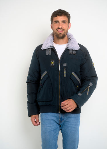 Veste style aviateur col montant fourré Noir