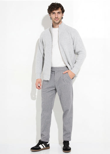 Gilet zippé chaud avec laine, col montant Gris