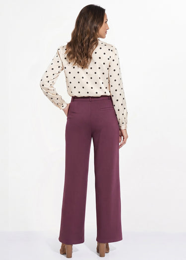 Pantalon structuré de ville maille milano unie Prune