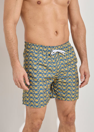 Short de bain imprimé fantaisie crabe Imprimé moutarde