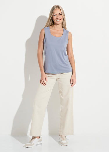 Débardeur col danseuse larges bretelles Indigo
