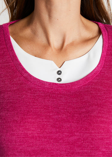 T-shirt mi-long effet 2 en 1 Cassis