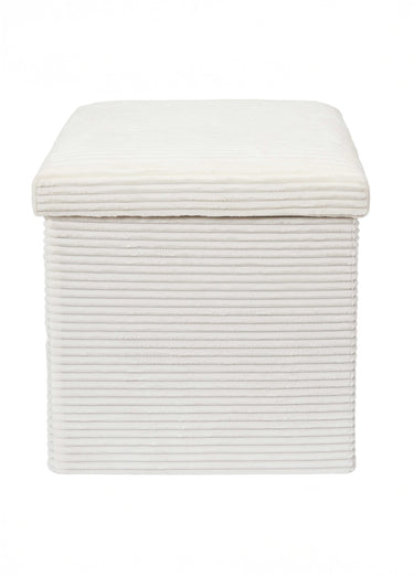 Pouf bouclette avec coffre de rangement 1B Blanc Casse