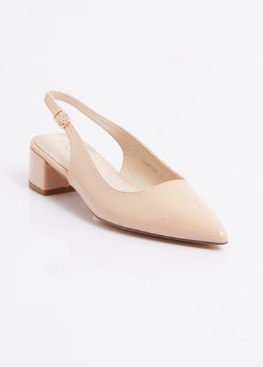 Escarpins slingback vernis pointus Nude verni