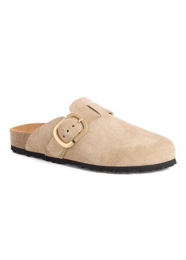 Mules en cuir avec semelle anatomique Taupe