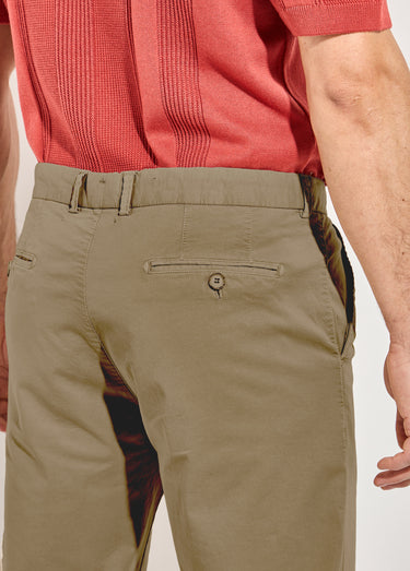 Pantalon chino droit toile coton stretch Marron