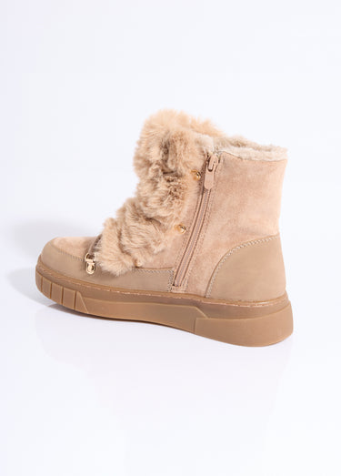 Bottines suédine et fausse fourrure Taupe