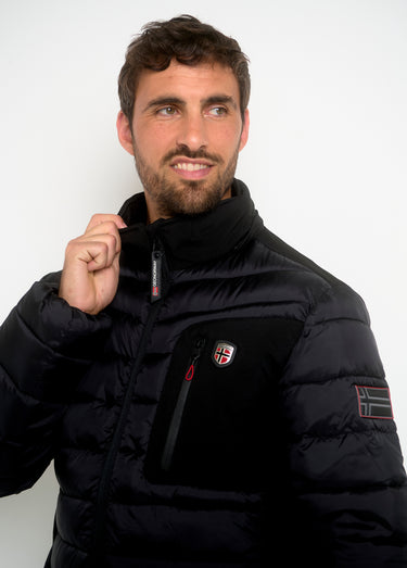Doudoune chaude zippée à capuche Noir