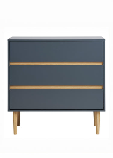 Commode 3 tiroirs, en bois peint Gris Fonce