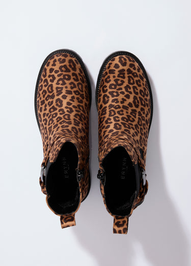 Boots plates en suédine motif léopard Leopard