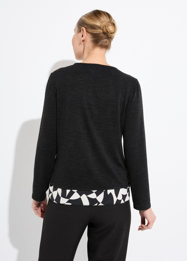 T-shirt chaud effet 2 en 1 manches longues Noir