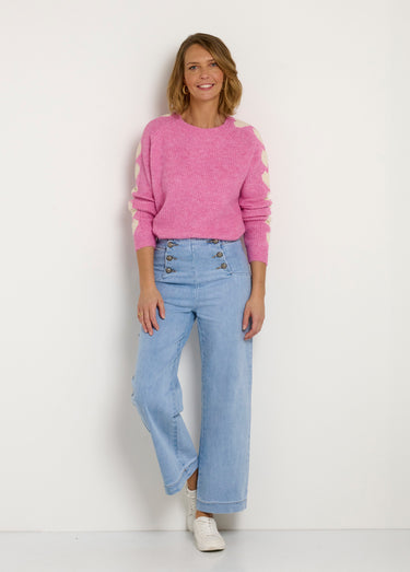 Pantalon à pont en jean coupe flare Bleached