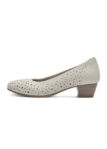 Escarpins ajourés bout rond à talon Beige