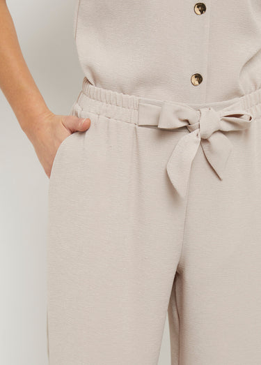 Pantalon souple texturé, noué taille Sable