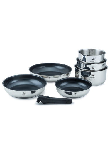 Set 7 pièces inox antiadhésif, Réactif Gris