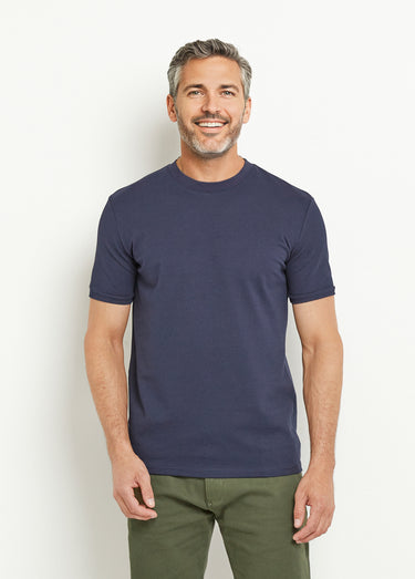 T-shirt col rond épais effet nid d'abeille Marine